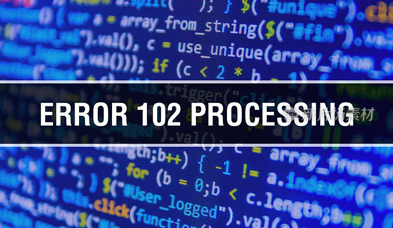 Error 102 Processing website code with colorful tags in browser view on dark background.在浏览器视图中使用彩色标记处理网站代码。错误102对“n .”的处理